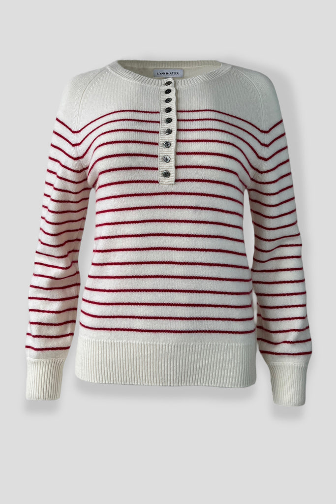 Alexa sweater red stripes on white background