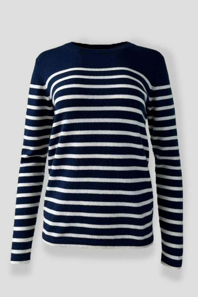 navy blue april spring sweater on white background
