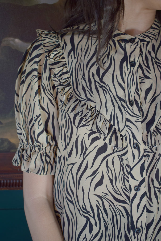 close up of Genevieve zebra print